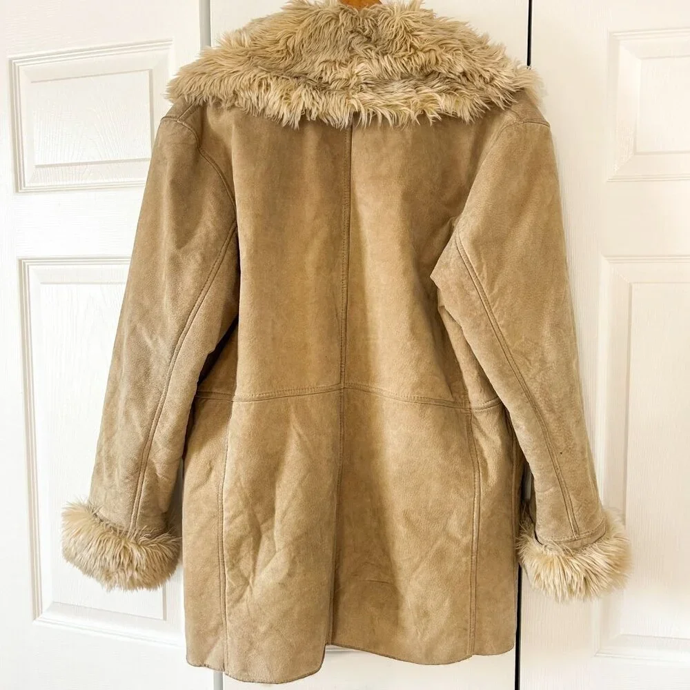 Wilsons Leather Tan Genuine Leather Faux Shearling Coat Womens Size XL - Picture 7 of 8